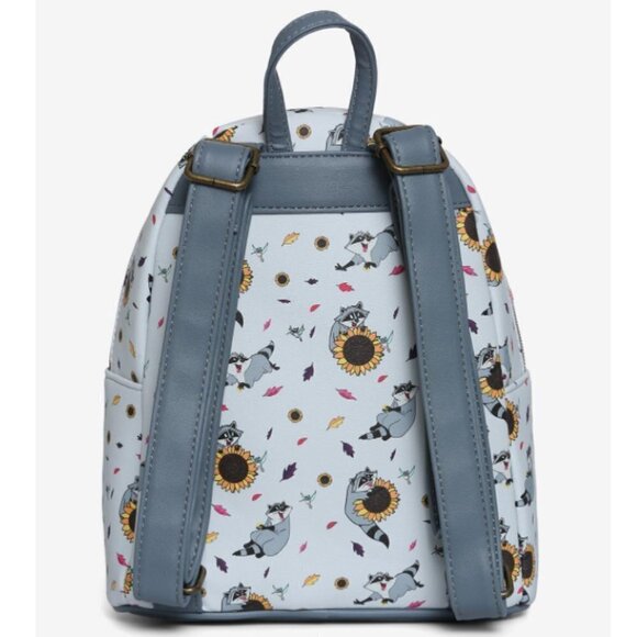 LOUNGEFLY Disney Pocahontas Meeko Sunflower Mini Backpack Nwt - Picture 4 of 7